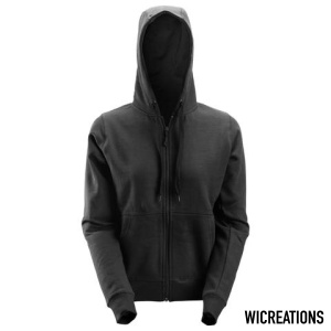 2806 Dames Hoodie met Lange Rits Zwart