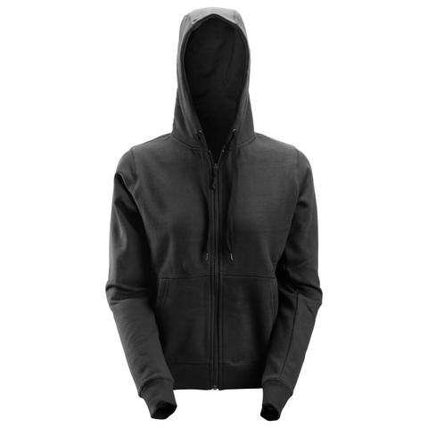 2806 Dames Hoodie met Lange Rits Zwart